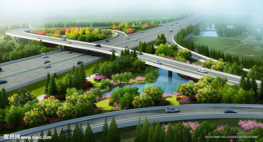 高架互通 道路景观效果图