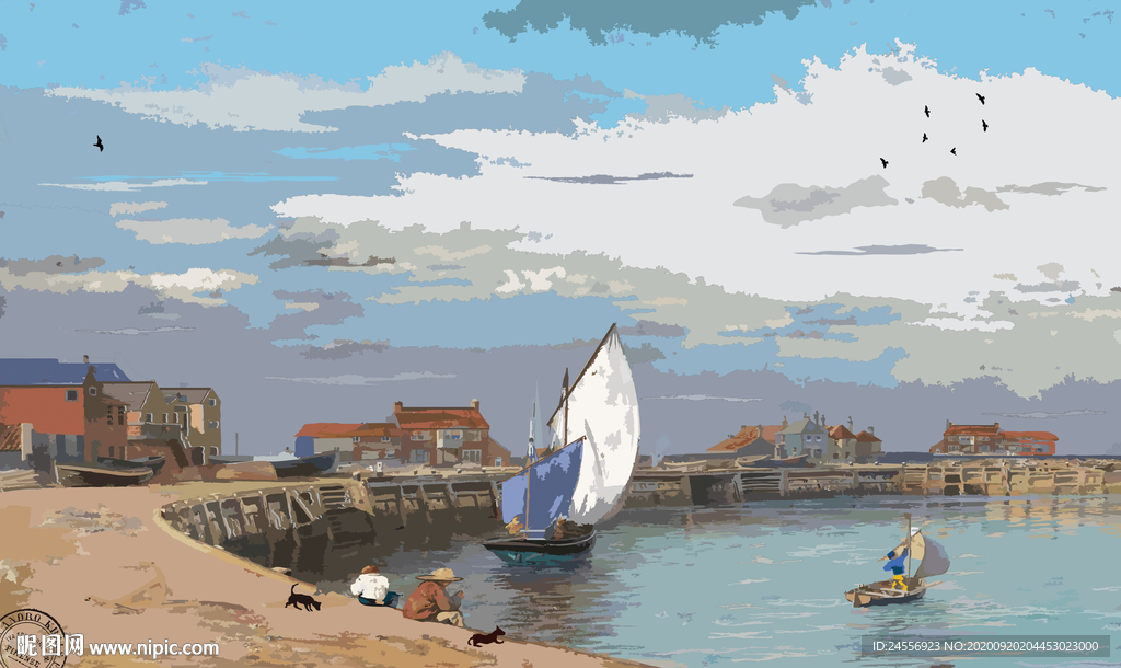 新中式油画风景山水画意境山水画