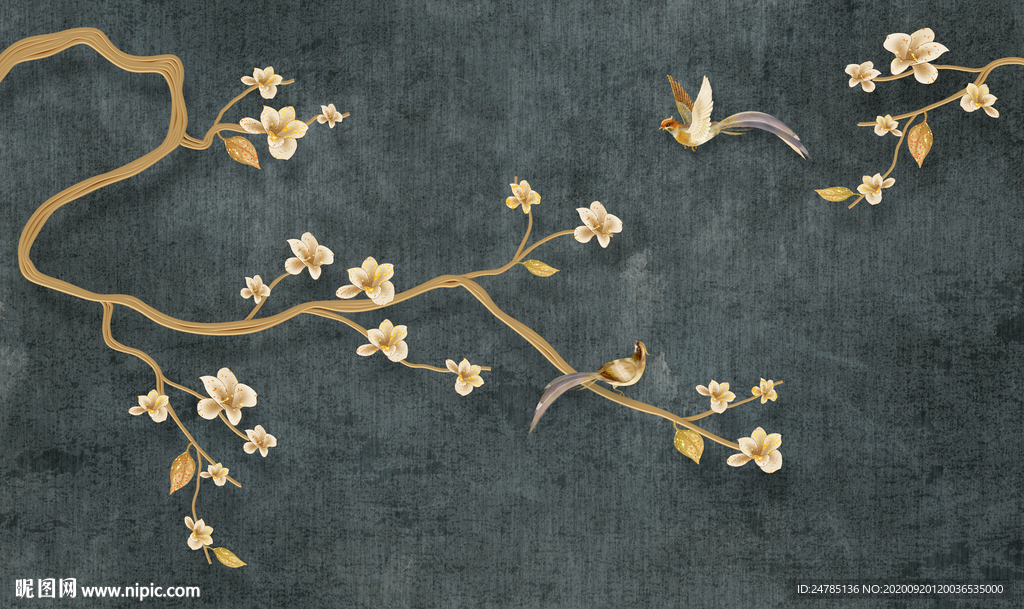 新中式花鸟手绘
