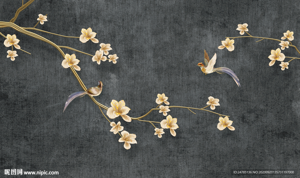 中式花鸟手绘画