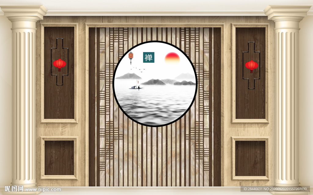 新中式背景墙