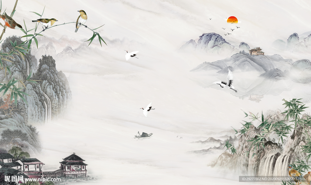 大气新中式山水图 TIF分层