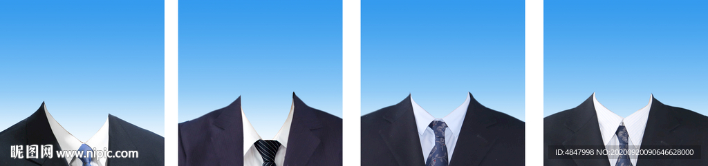 浅蓝渐变证件照西装素材尺寸可调