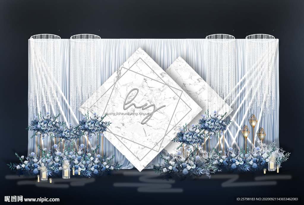 蓝白婚礼效果图