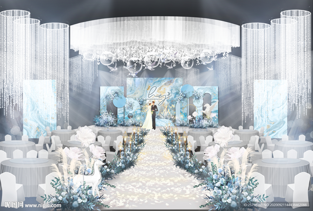 蓝色婚礼效果图