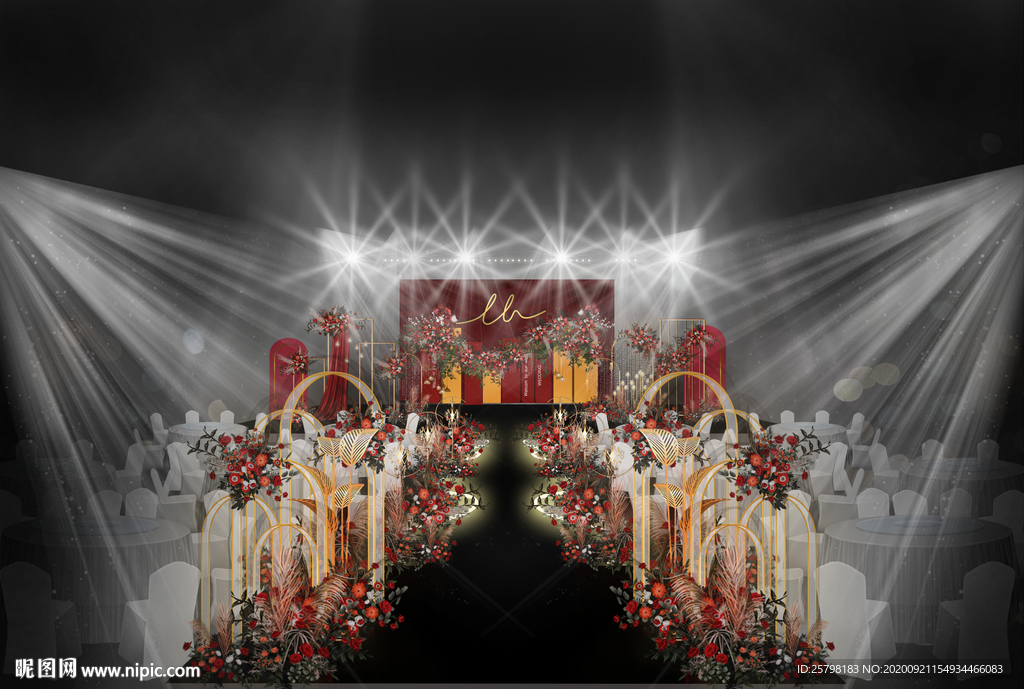 红黑金婚礼效果图