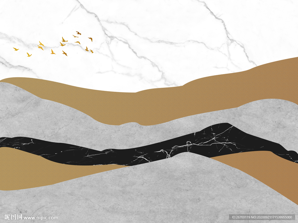 爆款新中式山水爵士白电视背景墙