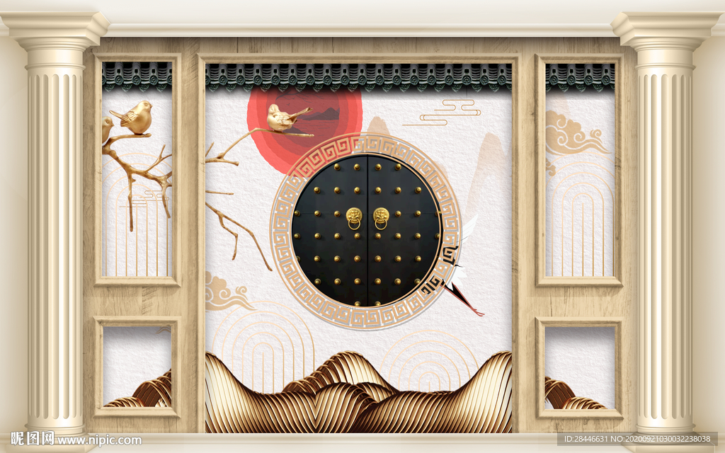 新中式轻奢护墙板背景墙