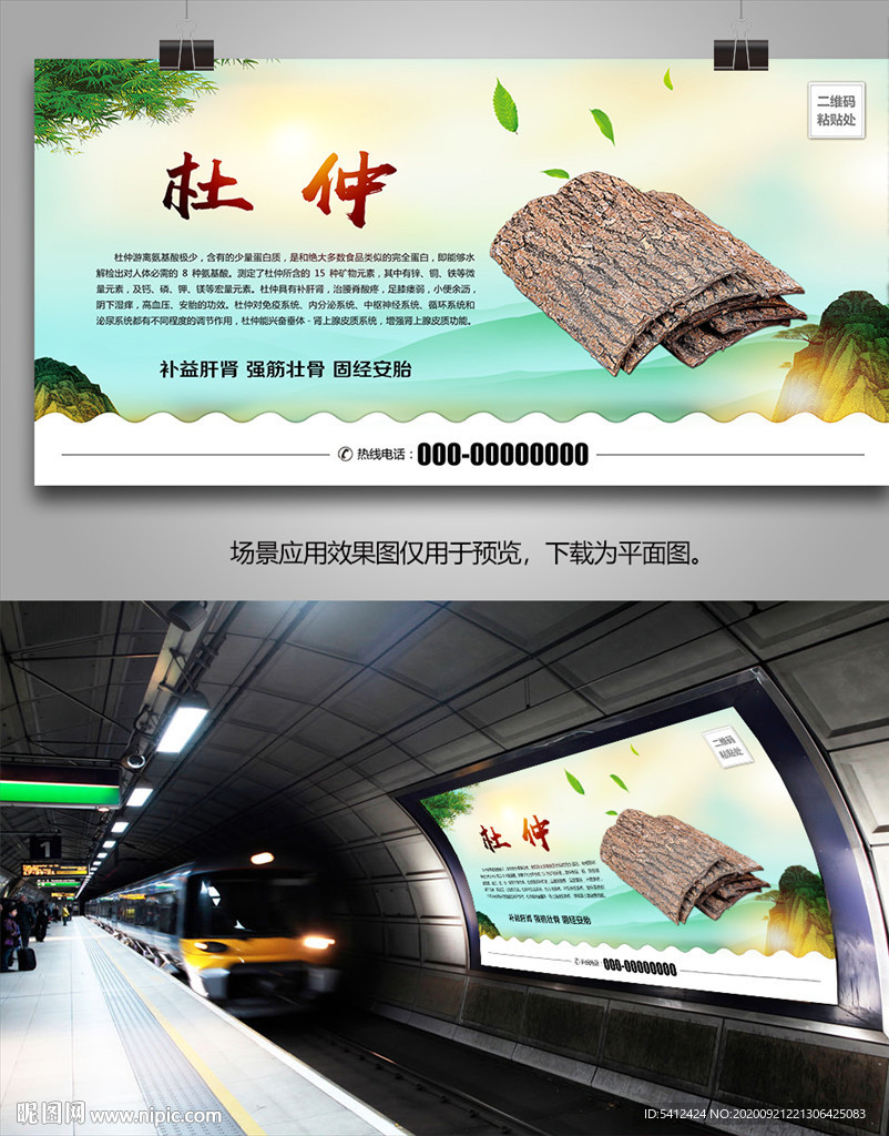 杜仲宣传海报灯箱展板展架挂画