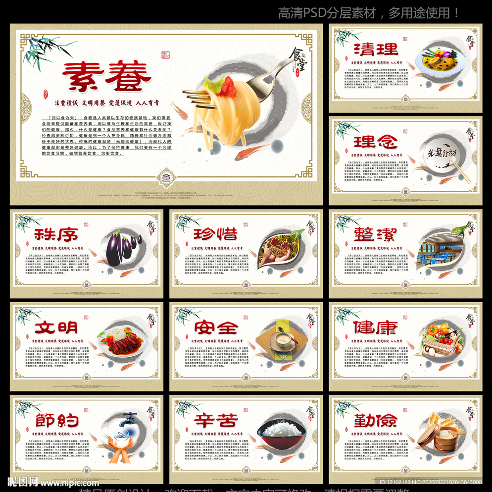 食堂文化 食堂展板 食堂挂画