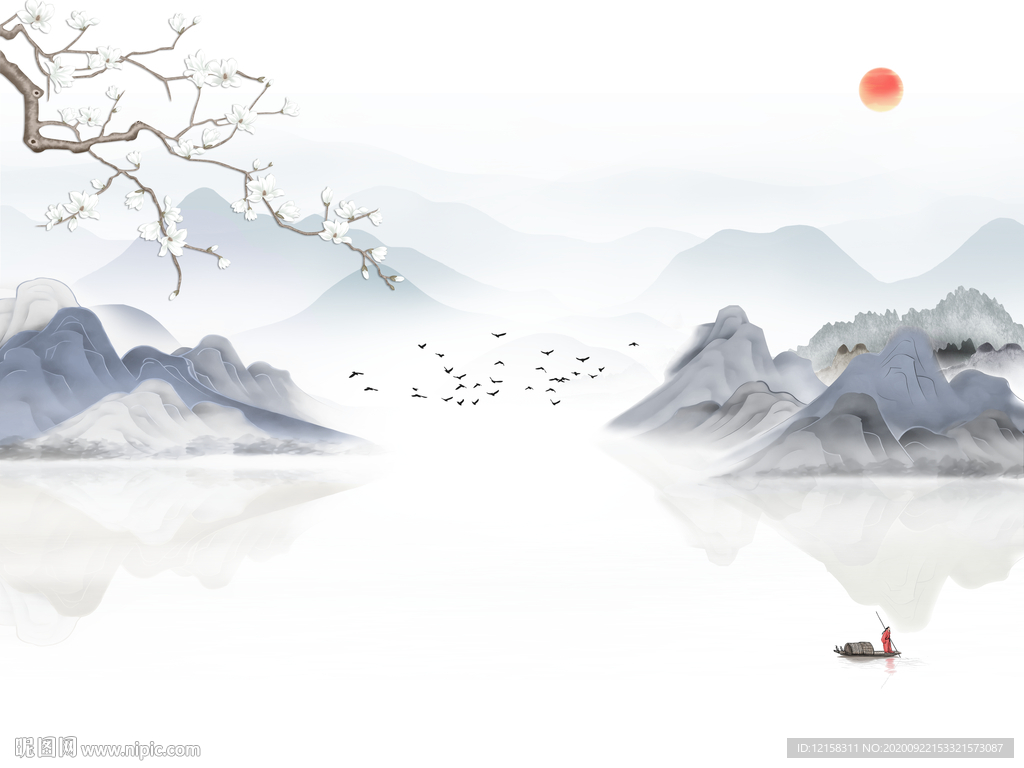 意境玉兰 玉兰山水 玉兰花鸟