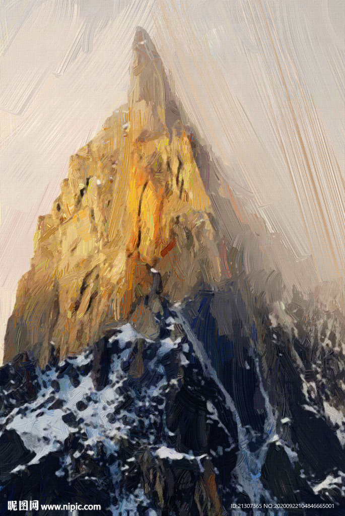 抽象装饰画雪山风景油画