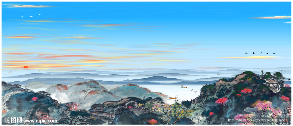 水墨山水画意境山水画禅境山水