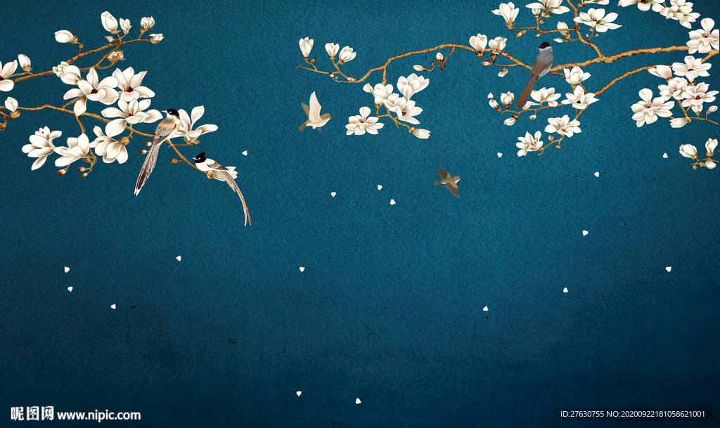 新中式花鸟背景墙