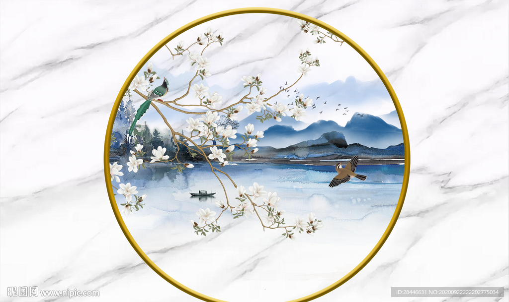 新中式圆形装饰画