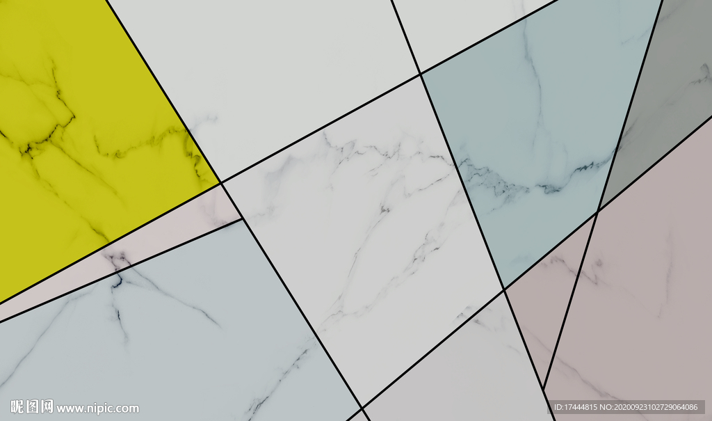 现代简约蓝色几何电视沙发背景墙