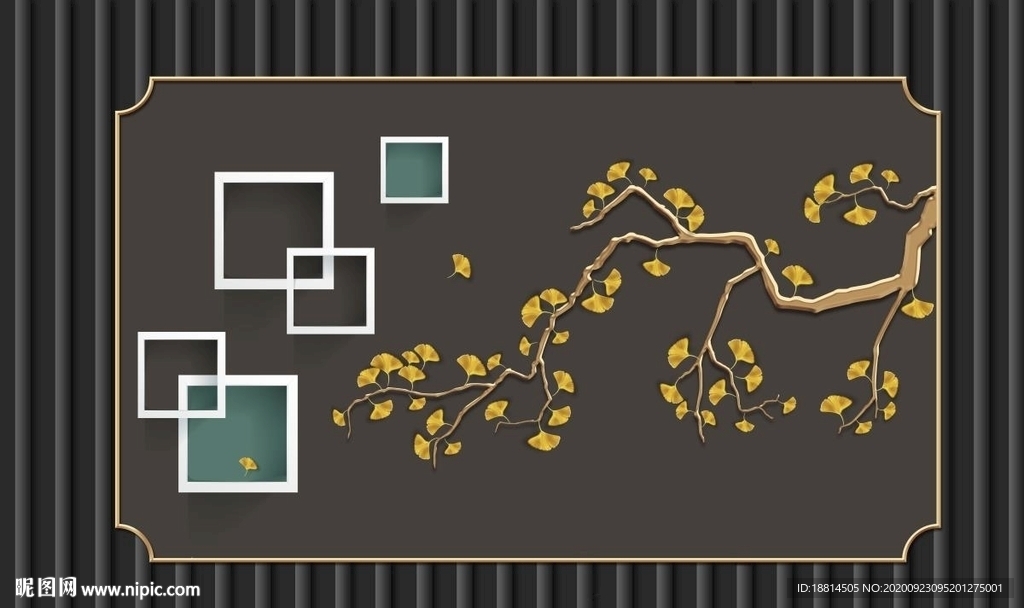 新中式客厅花鸟背景墙