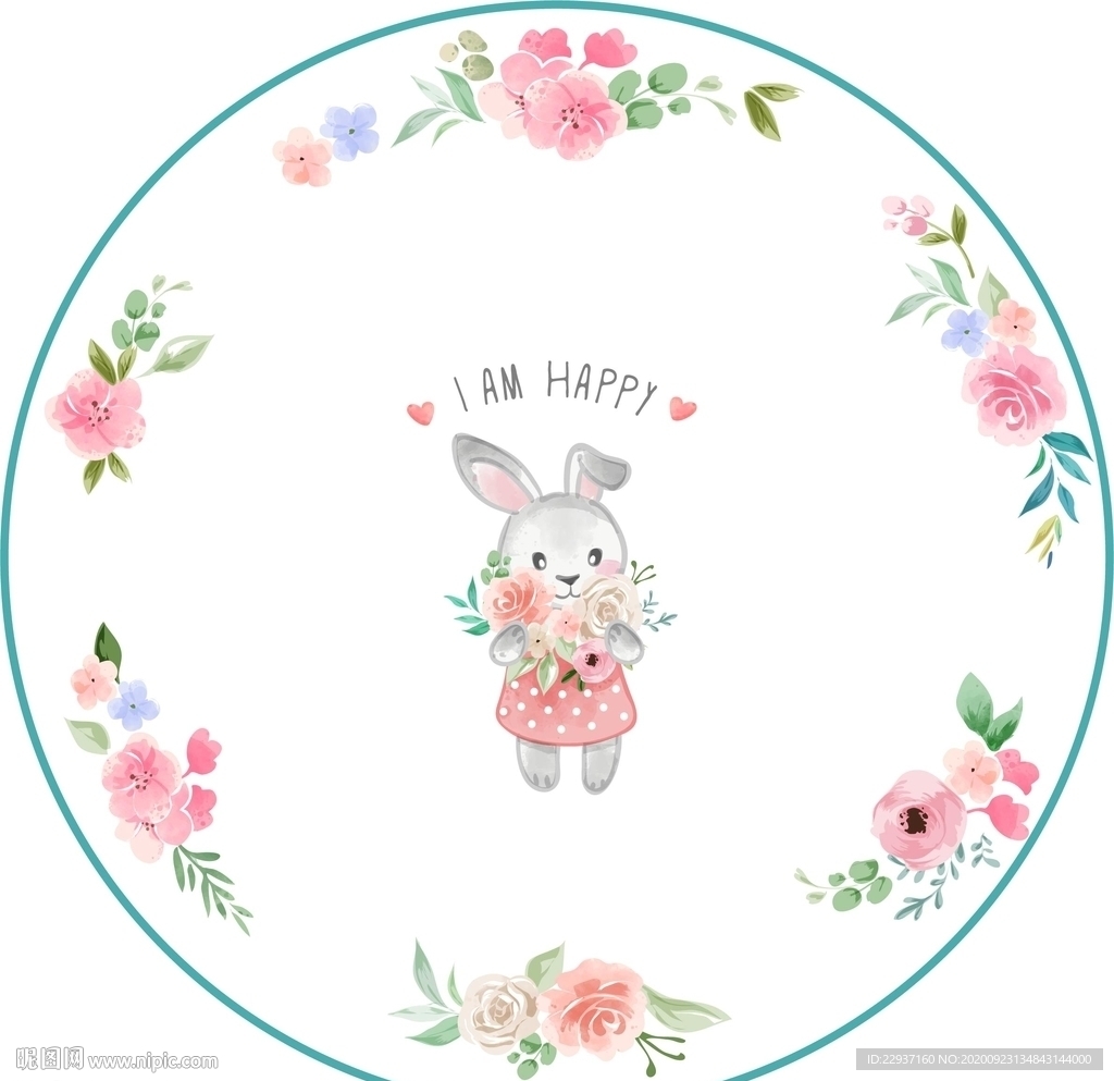 手绘兔子小花