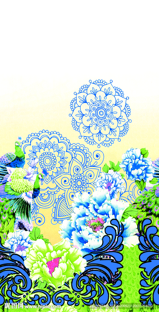 孔雀几何花