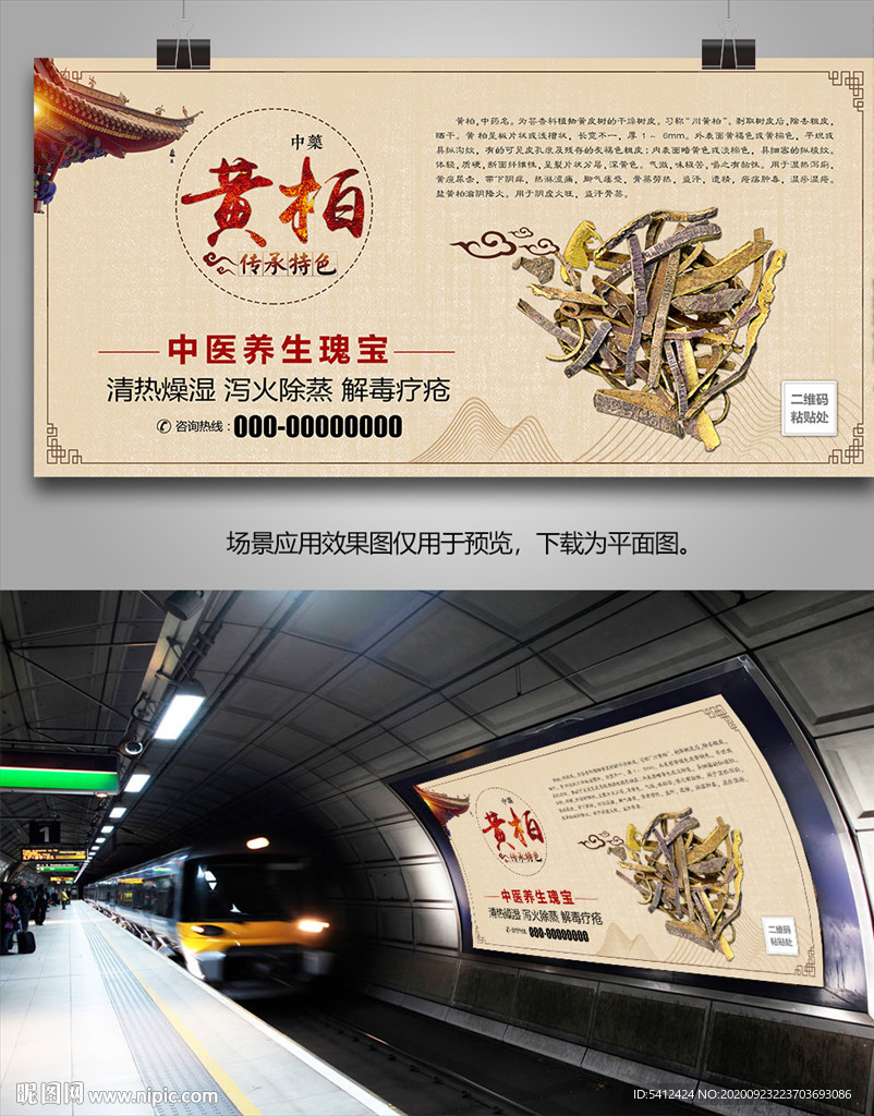 黄柏简介海报灯箱展板展架挂画