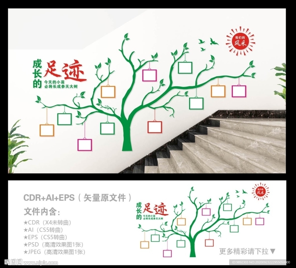 学校楼梯照片墙