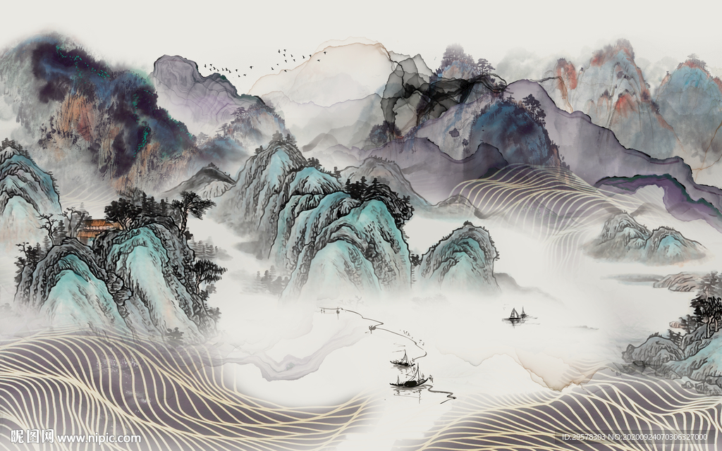 中国风电视山水背景 TIF分层