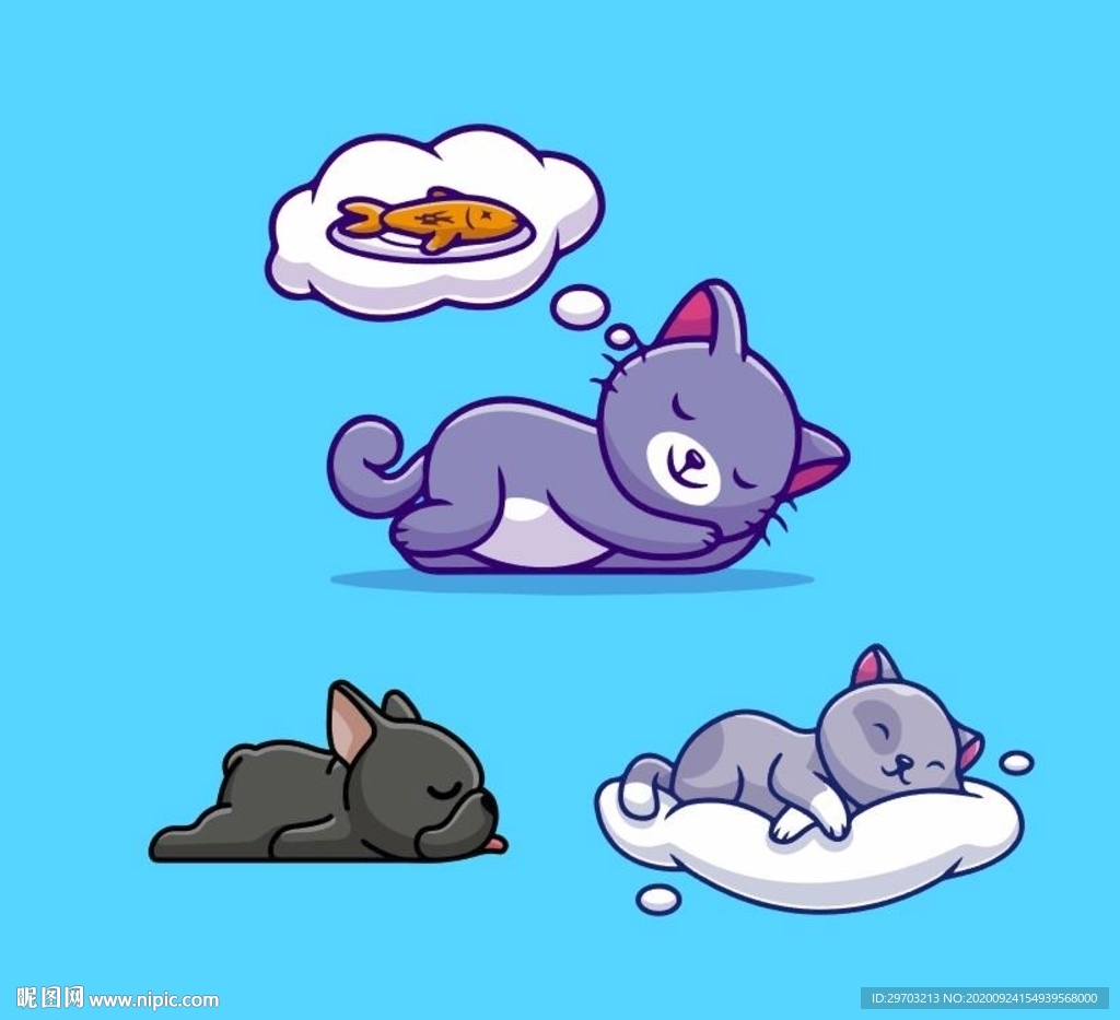 卡通小猫小狗