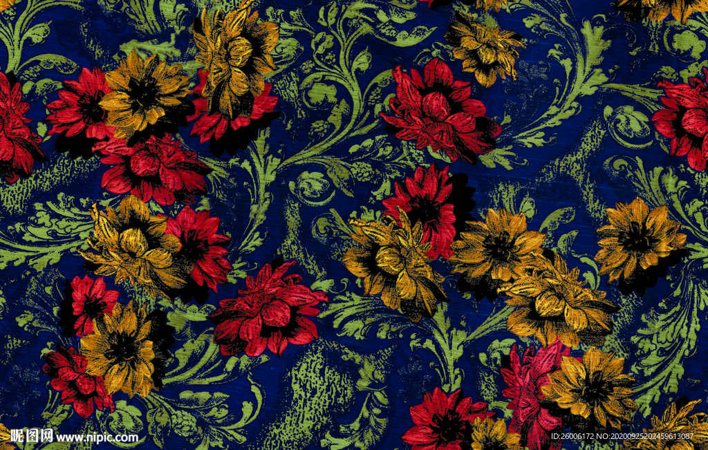 数码印花 大牌花 玫瑰花