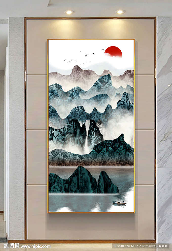 中式山水玄关装饰画