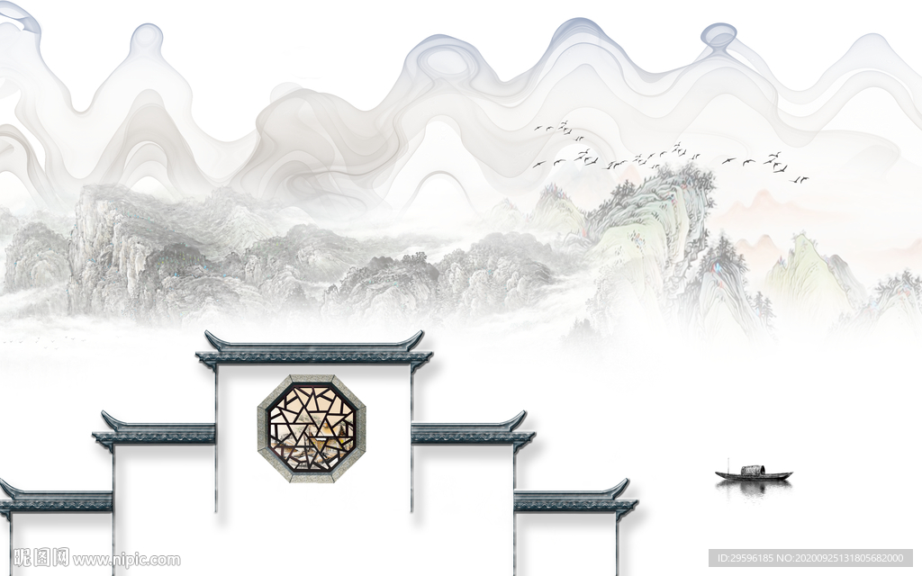 徽派新爆款山水画 tif分层