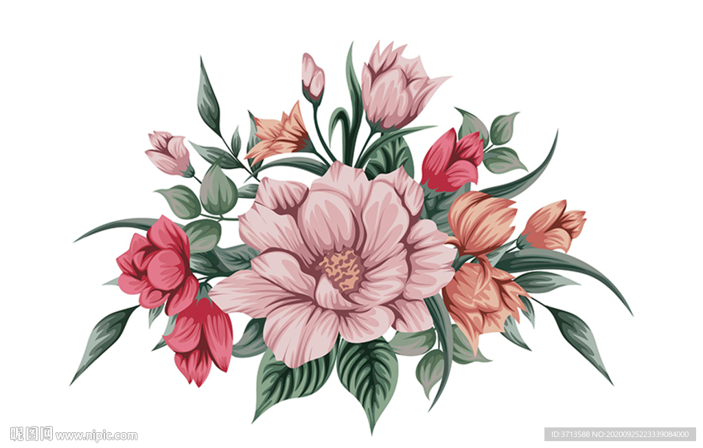 花儿一束花手绘插画