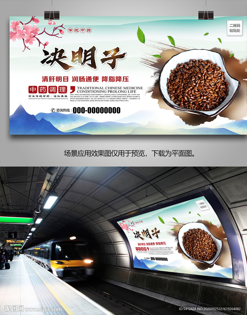 中草药决明子海报灯箱展板挂画