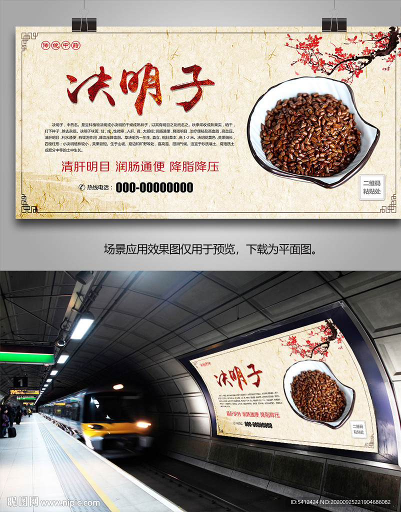 中药材决明子海报灯箱展板展架