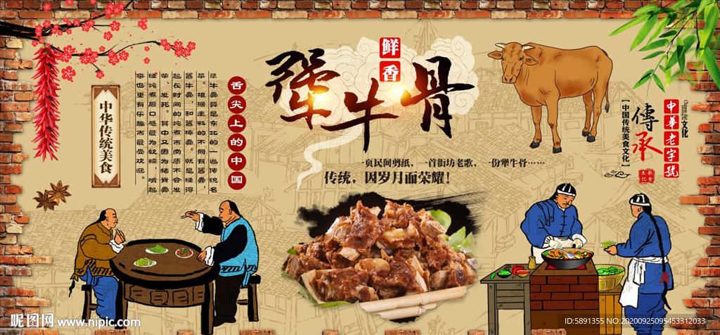 酱骨头 酱大骨 犟牛骨背景墙