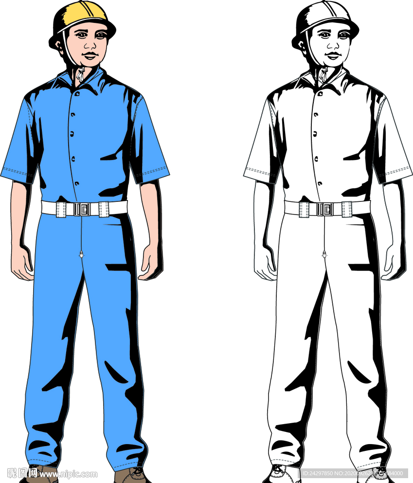 矢量 工地 工作服人员图片