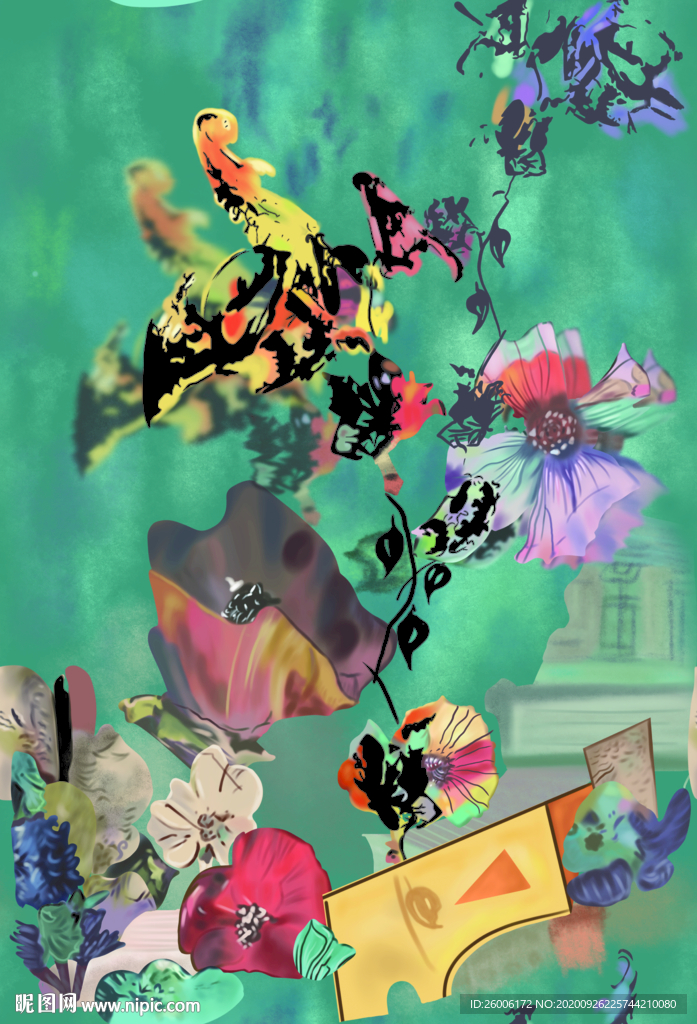 数码印花 大牌花 复古风格