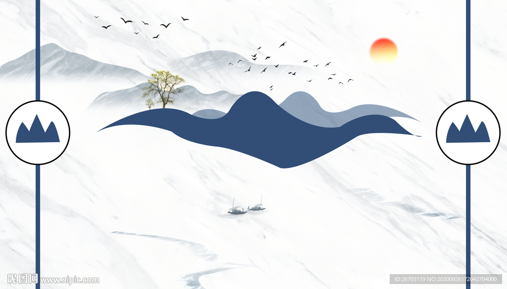 新款爆款爵士白山水背景墙