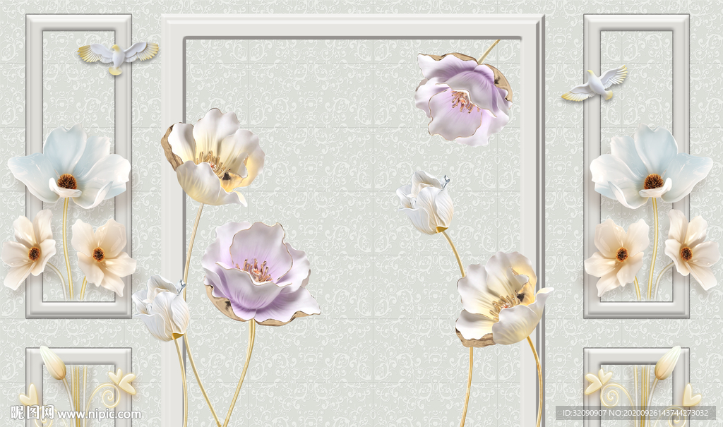 郁金香珠宝护墙板方框方块背景