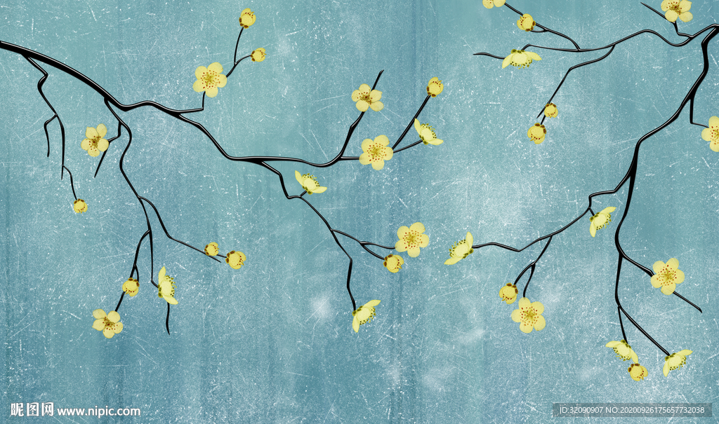 手绘花鸟图玫瑰花抽象背景