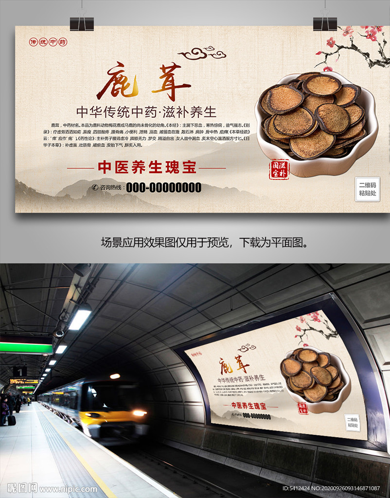 鹿茸简介海报灯箱展板展架挂画