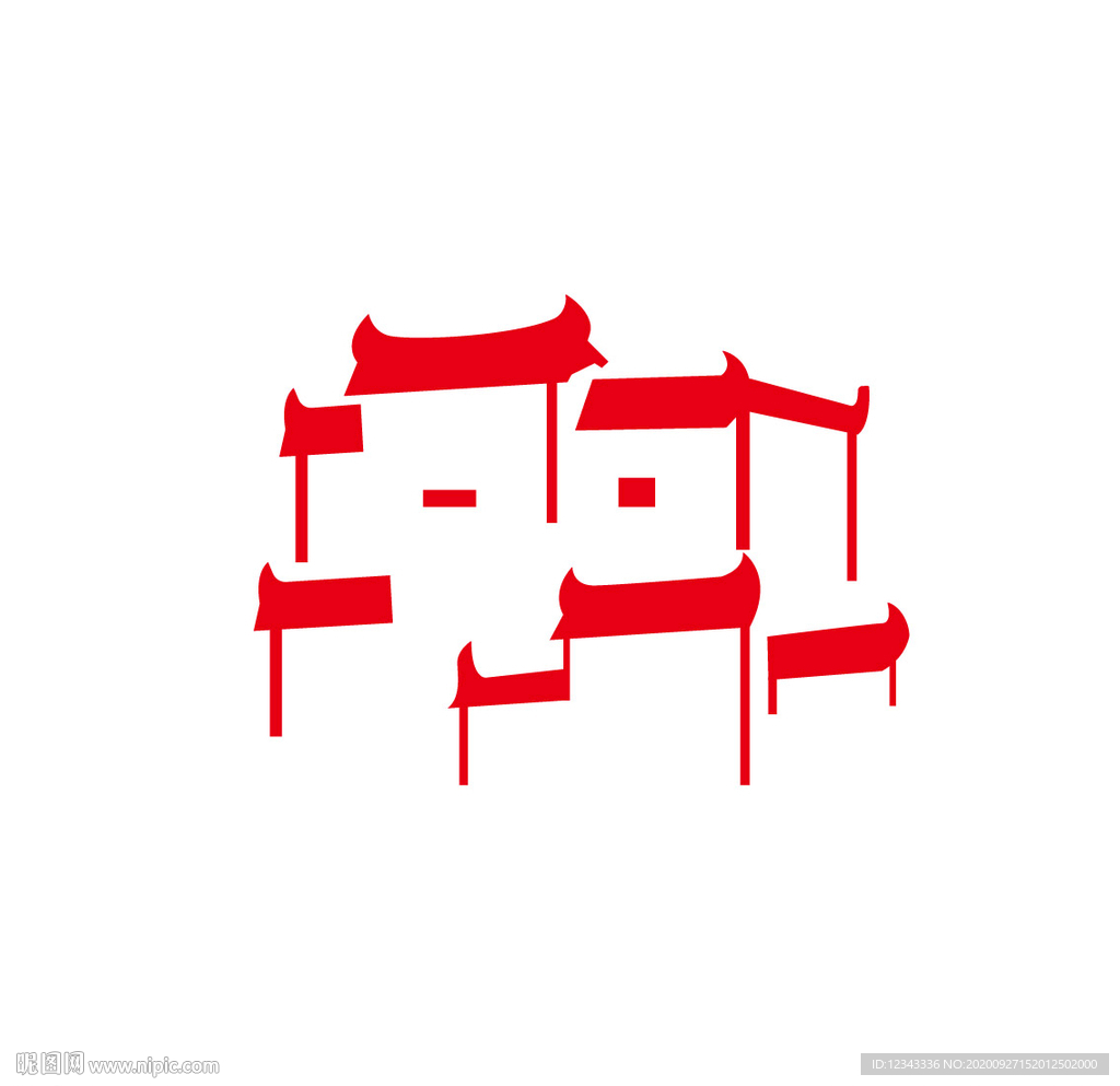 徽派建筑矢量图形