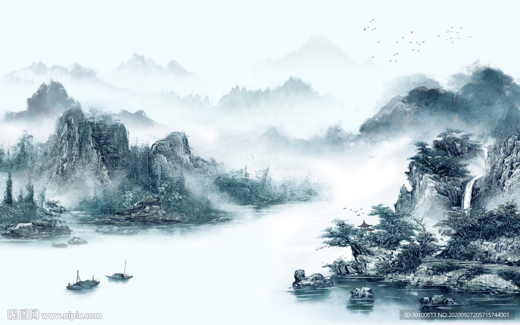 简约山水新款新画tif分层图片