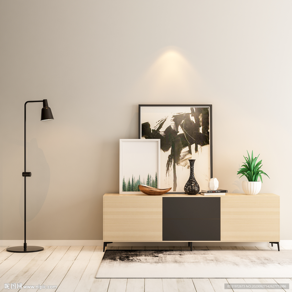 北欧简约沙发茶几背景墙摄影墙