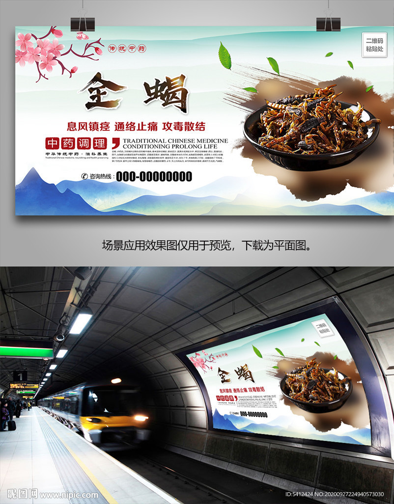 名贵中药全蝎海报灯箱展板挂画