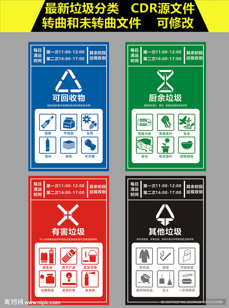 新版垃圾分类垃圾桶贴纸