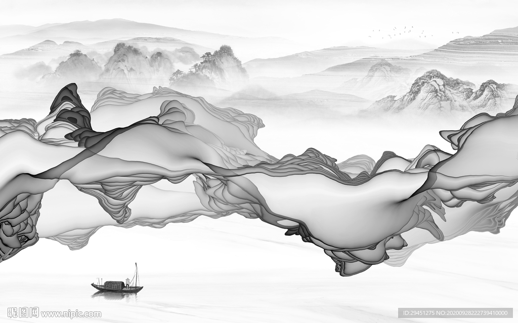 最新 现代新山水画 tif分层