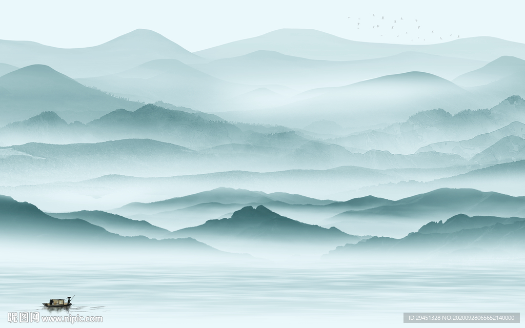 中式 热款新山水画 tif分层