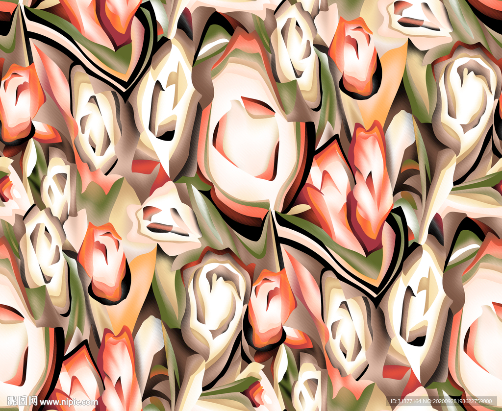 满底七彩色块花