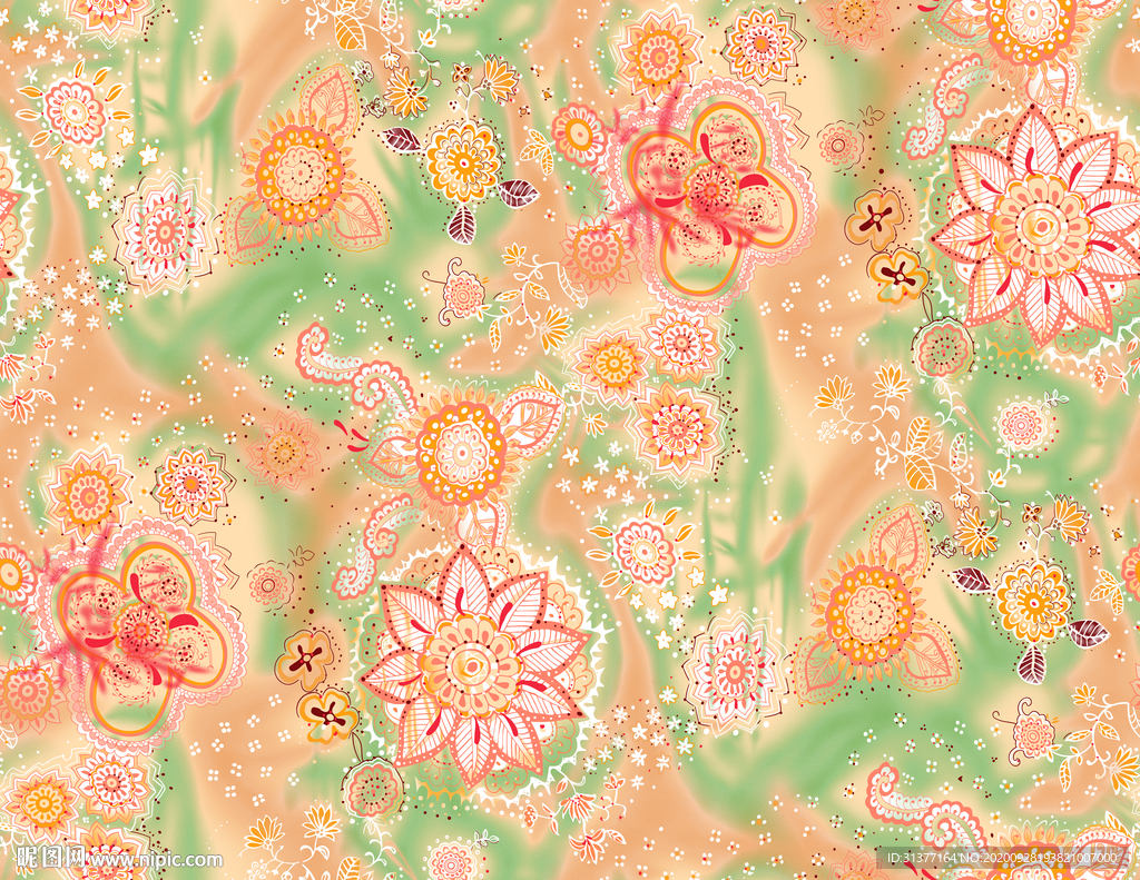 抽象渐变手绘植物叶子花