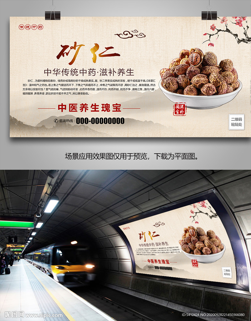 中药材砂仁灯箱海报展板挂画单页